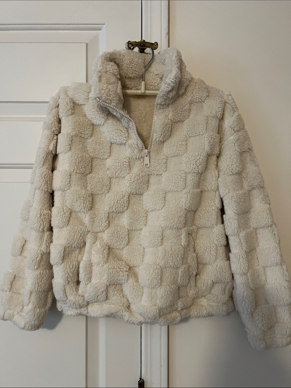 There Abouts Girls Cheerful  Quarter Zip Sherpa Jacket Sweatshirt S 7/8